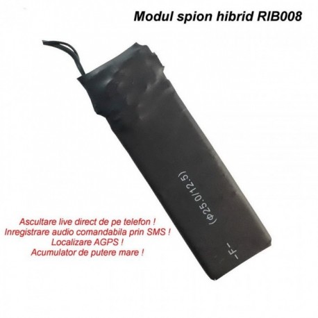 Modul Hibrid Profesional, Microfon GSM cu Activare + Reportofon 2750 ore + AGPS | 4mm grosime